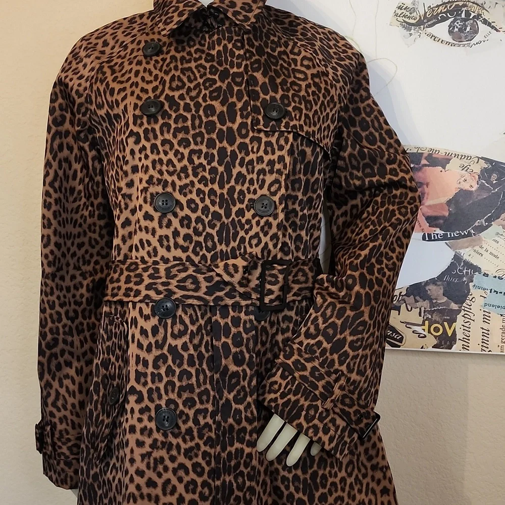 NWT Rebecca Minkoff LEOPARD Animal Print MAXI TRENCH Coat - Picture 4 of 14